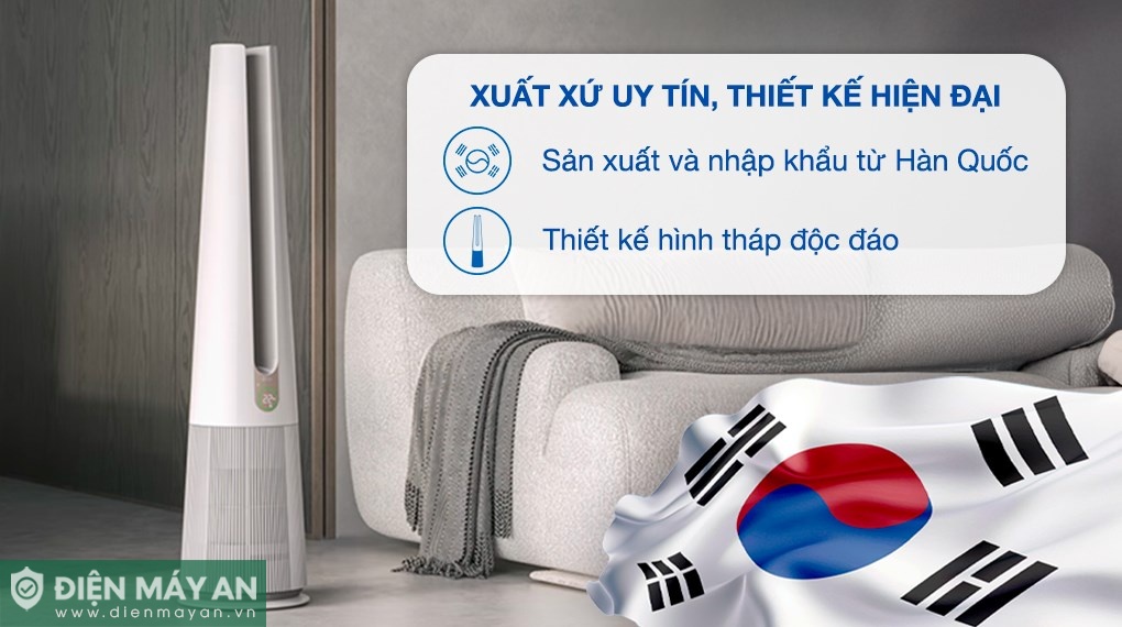 Máy lọc không khí kết hợp quạt LG PuriCare AeroTower Hit FS15GPBK0.ABAE 40W